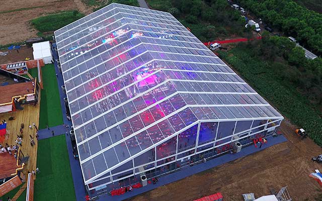 50m Span Width Transparent Event Tent Effect Video
