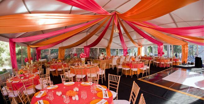 Decorating a wedding tent