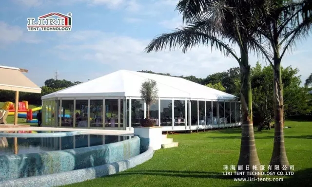 event reception inside a tent,