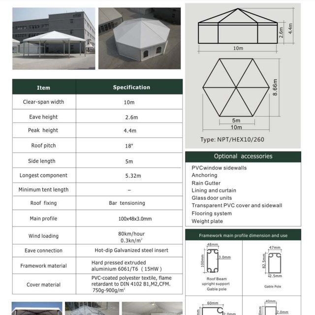 10m Span Hexagon Tent