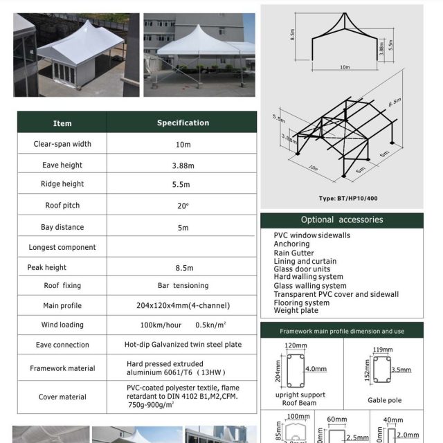 10m Span High Peak Mixed Tent