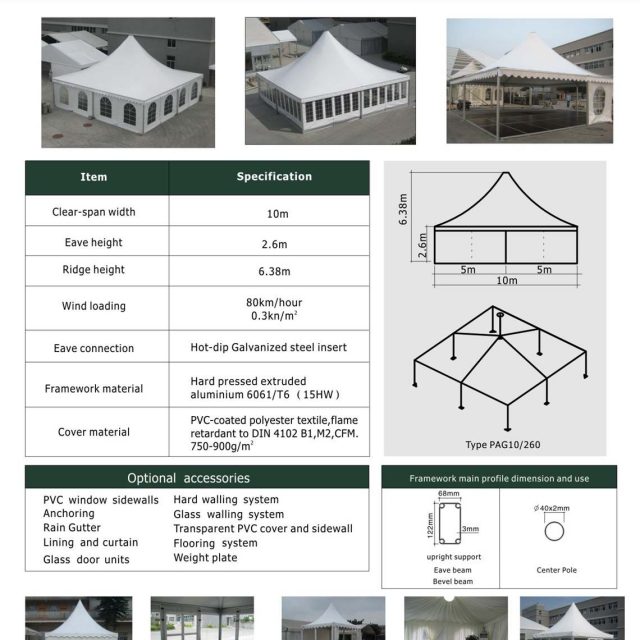 10m Span Pagoda tent