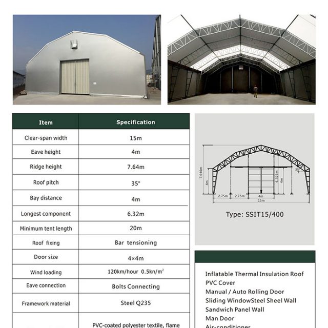 15m Span Steel Structure Industrial Tent