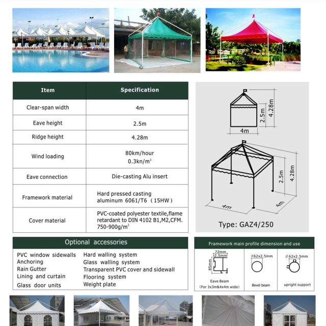 4m Span Gazebo Tent