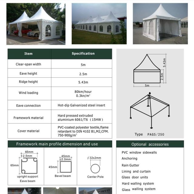 5m Span Pagoda Tent 