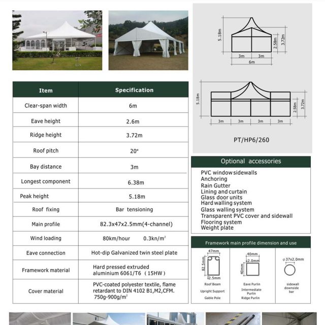 6m Span High Peak Mixed Tent