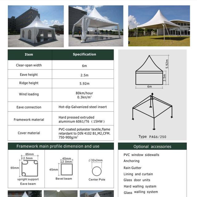 6m Span Pagoda Tent 