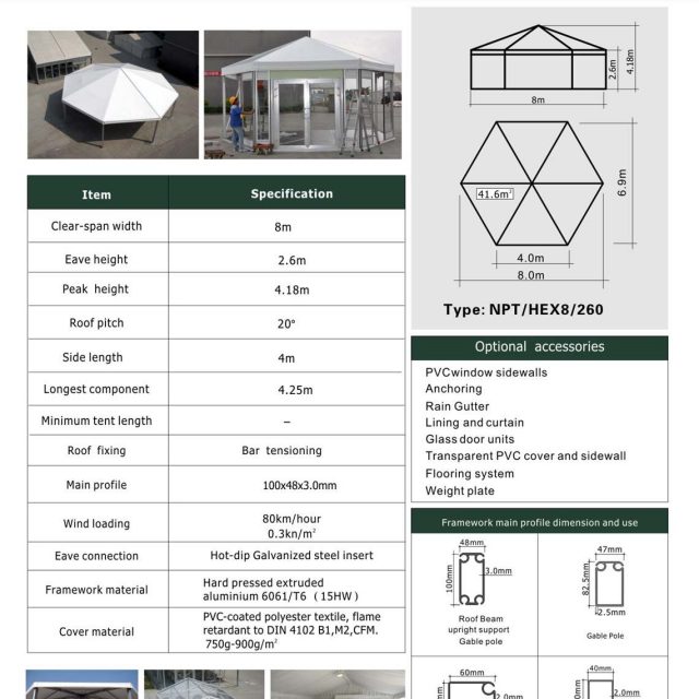 8m Span Hexagon Tent