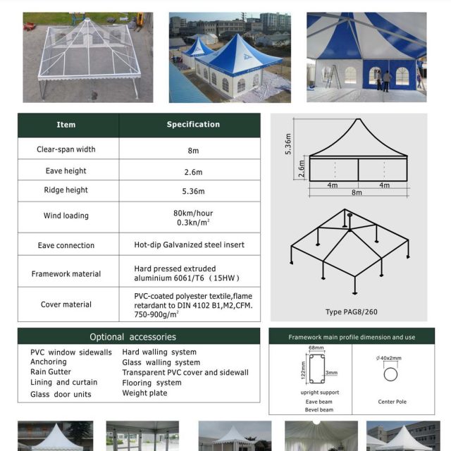 8m Span Pagoda tent