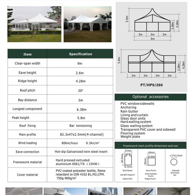 9m Span High Peak Mixed Tent