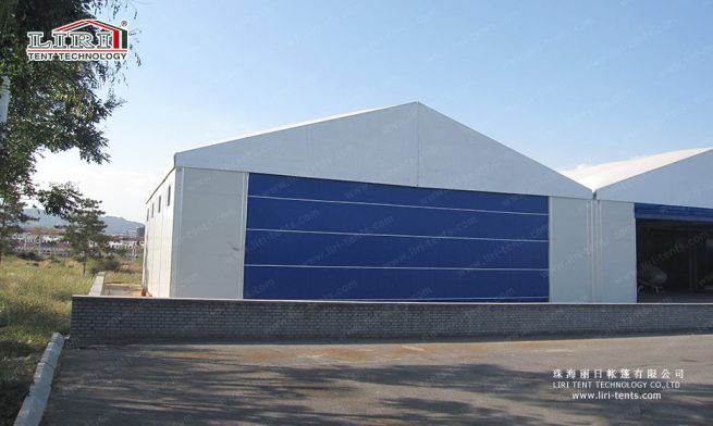 hangar tent with rolling door