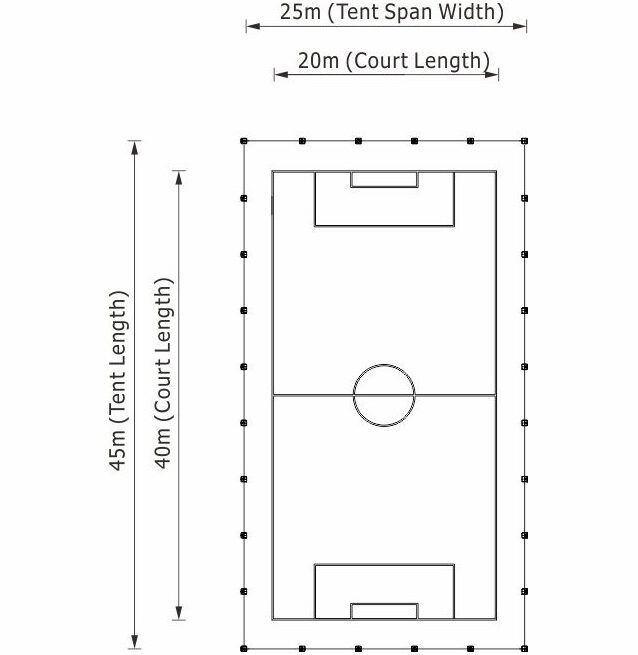 Recommended Size for 5 People Football Court Tent