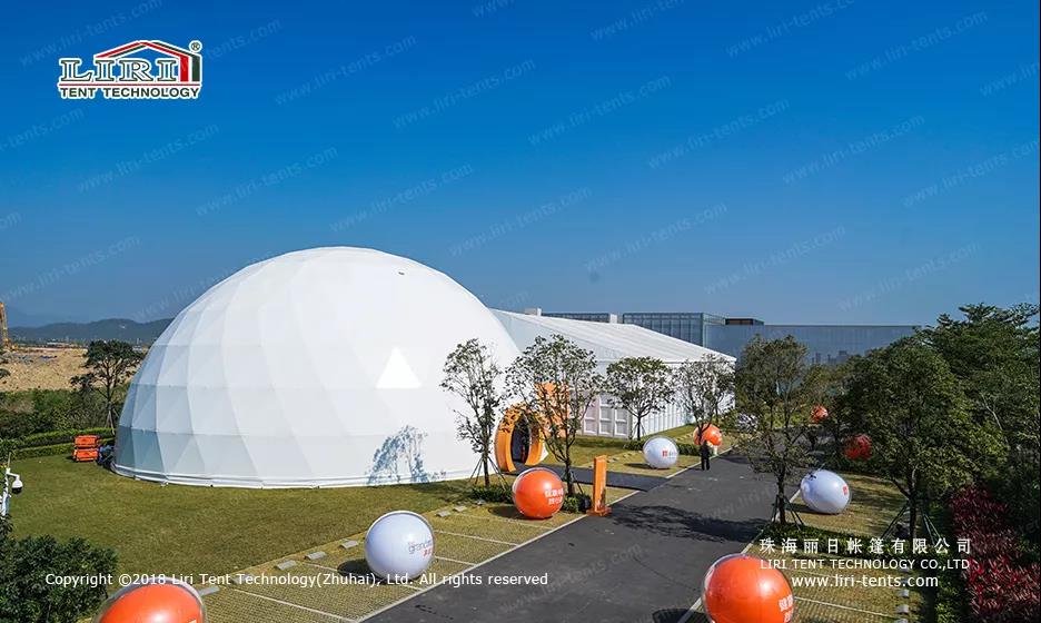 Spherical projection awning room