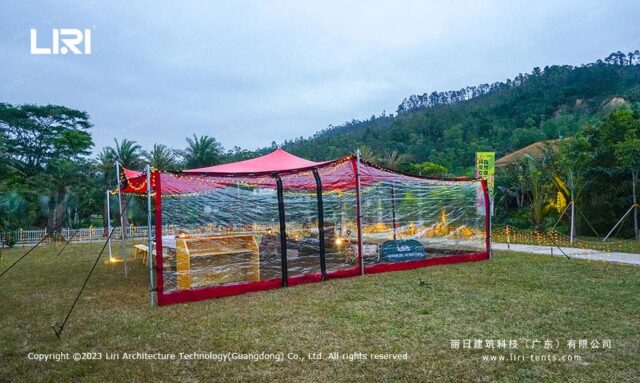 Stretch tent removable side walls