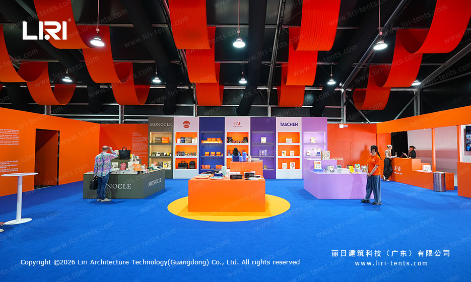 Functional zoning inside the exhibition tent at Central Art Fair