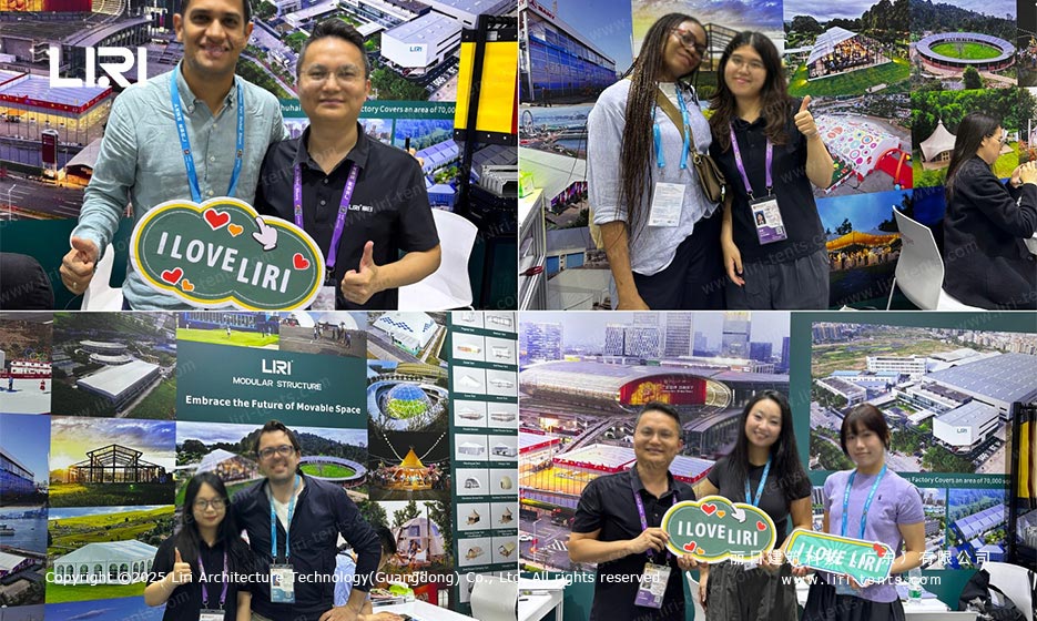 Global buyers posing with I Love Liri sign at Canton Fair booth