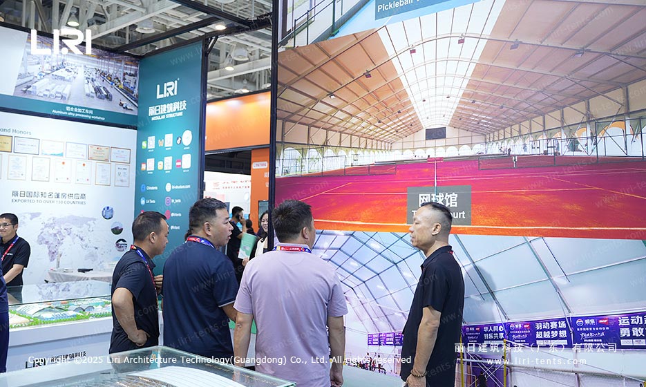 Liri Tent pickleball court structure screen display at China Sport Show