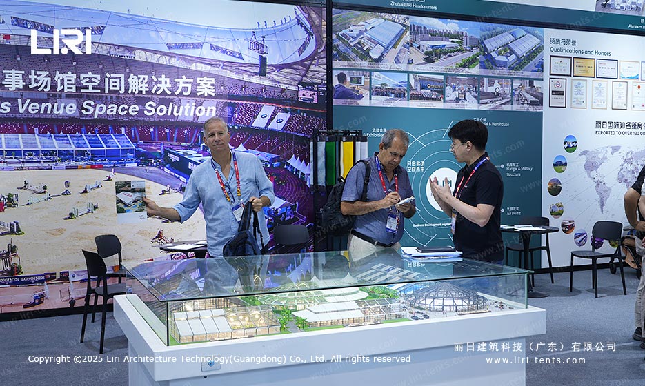 Liri Tent sports venue space solution display with international visitors