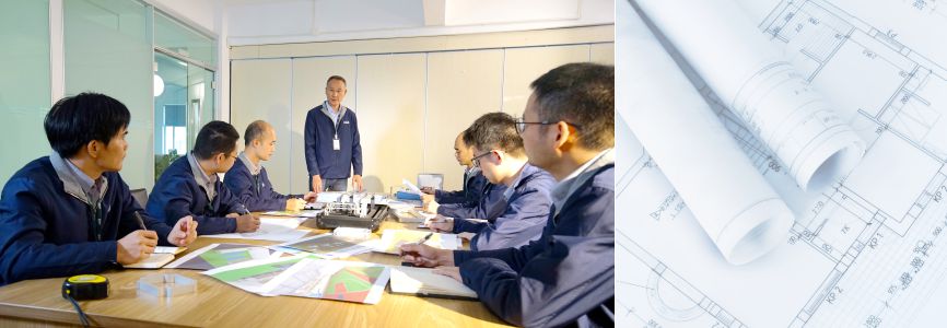 Core R&D team technical discussion and drawing review