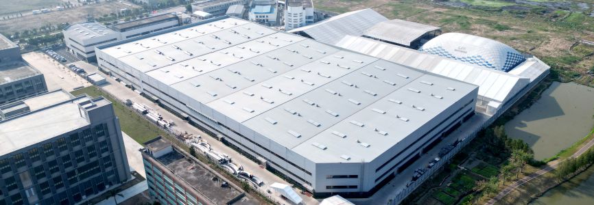 Aerial view of the modern prefabricated structure production base