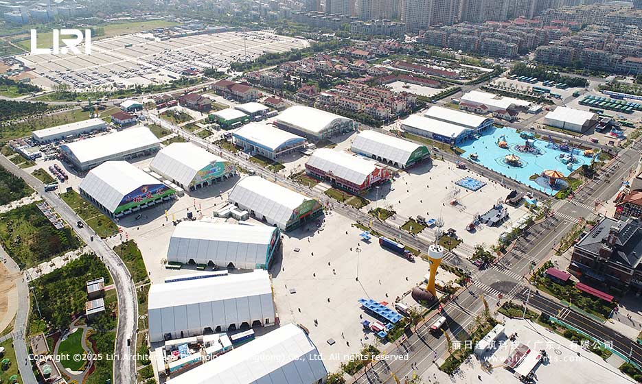 Large beer festival tent site layout aerial view with multiple event zones